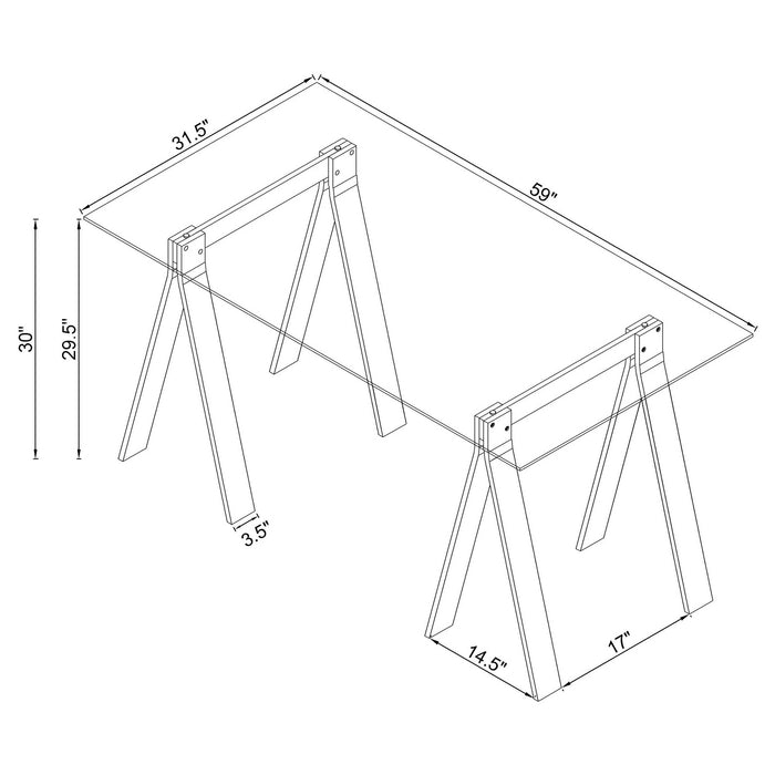 Coaster Amaturo Writing Desk with Glass Top Clear Default Title