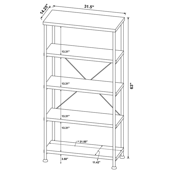 Coaster Analiese 4-shelf Bookcase Antique Nutmeg Default Title