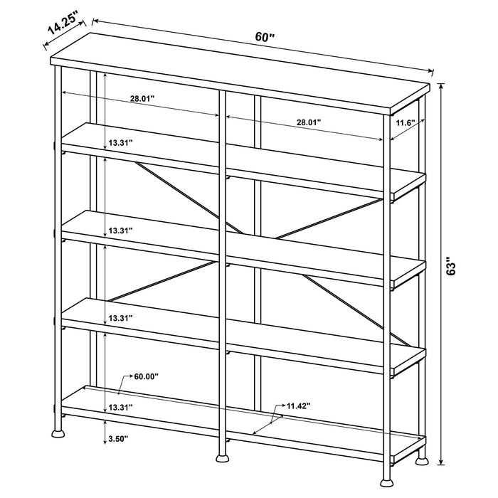 Coaster Analiese 4-shelf Open Bookcase Antique Nutmeg Default Title