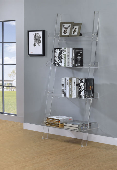 Coaster Amaturo 4-shelf Ladder Bookcase Clear