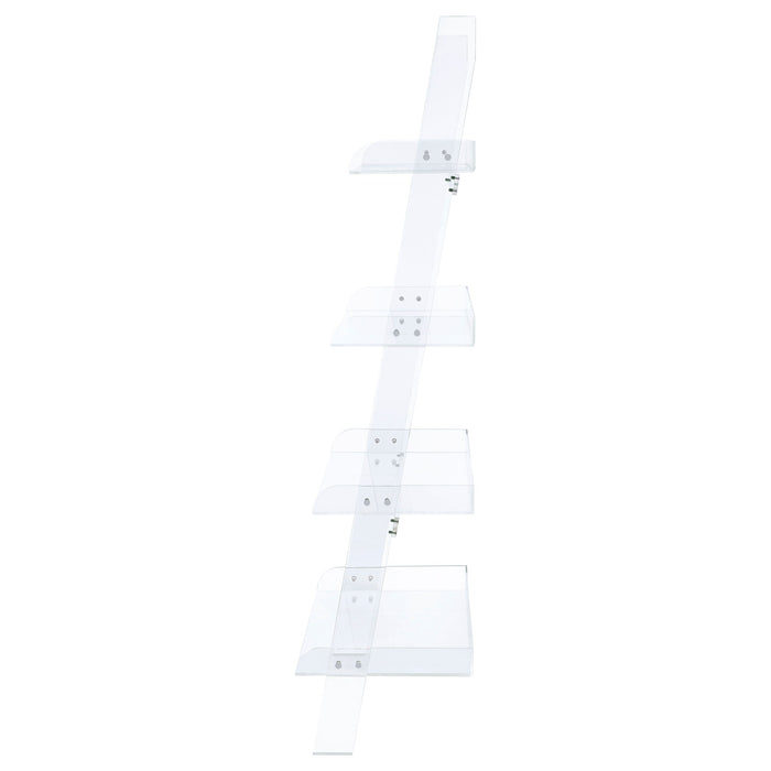 Coaster Amaturo 4-shelf Ladder Bookcase Clear