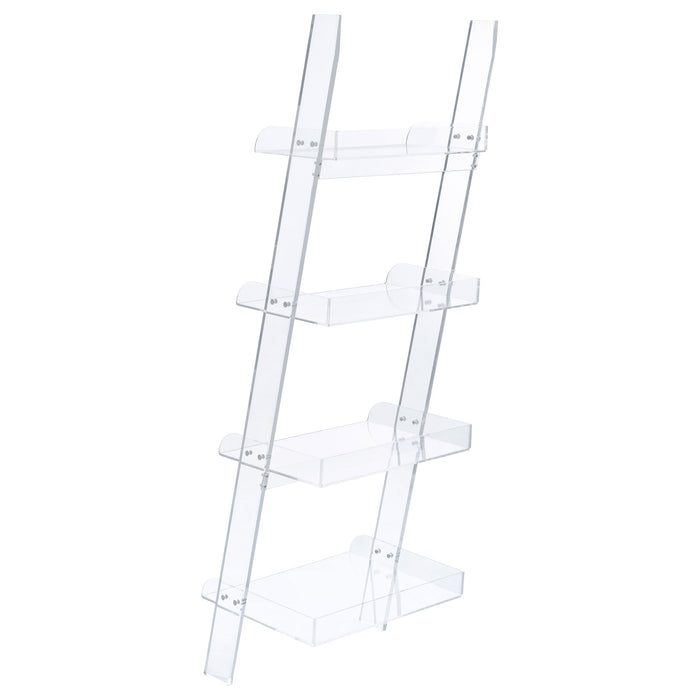 Coaster Amaturo 4-shelf Ladder Bookcase Clear