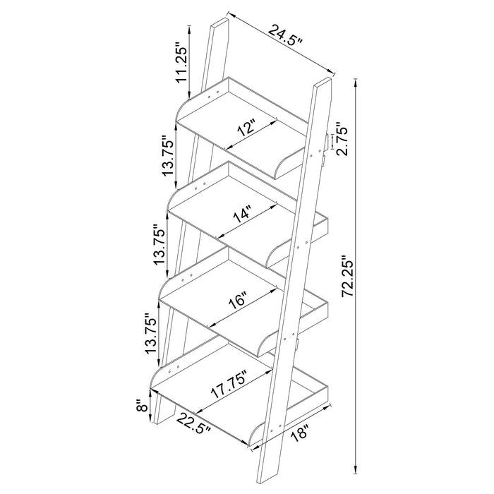 Coaster Amaturo 4-shelf Ladder Bookcase Clear