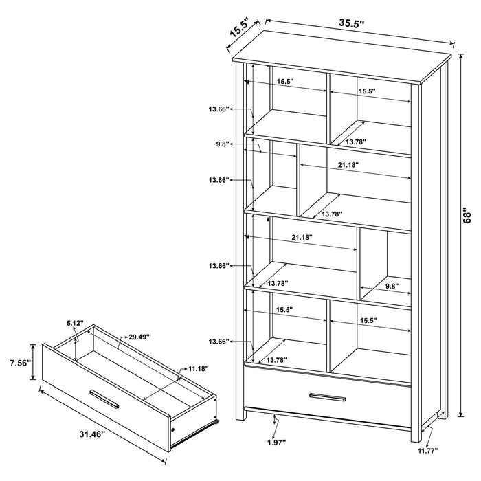 Coaster Dylan Rectangular 8-shelf Bookcase Default Title