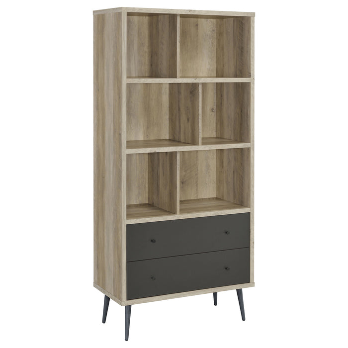 Coaster Maeve 3-shelf Engineered Wood Bookcase with Drawers Antique Pine and Grey Default Title