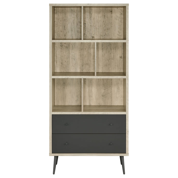 Coaster Maeve 3-shelf Engineered Wood Bookcase with Drawers Antique Pine and Grey Default Title