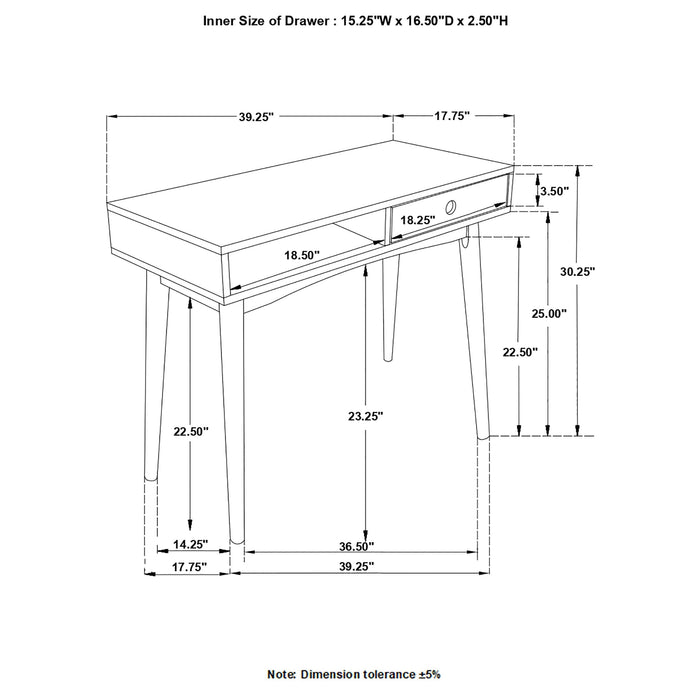 Coaster Bradenton 1-drawer Writing Desk White and Walnut Default Title