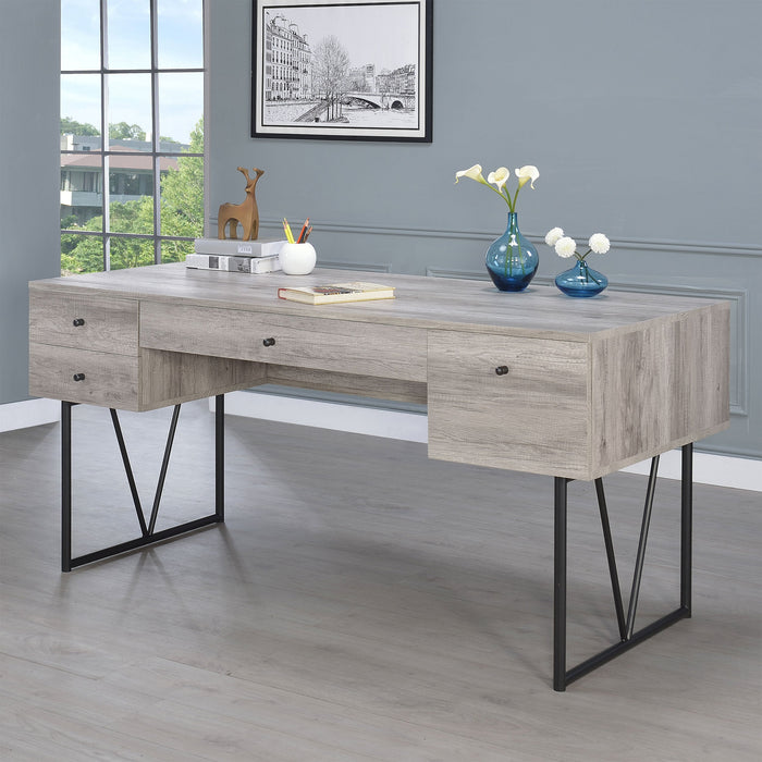 Coaster Analiese 4-drawer Writing Desk Grey Driftwood Default Title