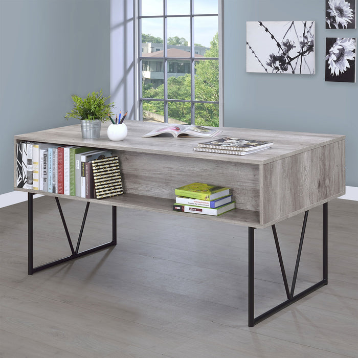 Coaster Analiese 4-drawer Writing Desk Grey Driftwood Default Title