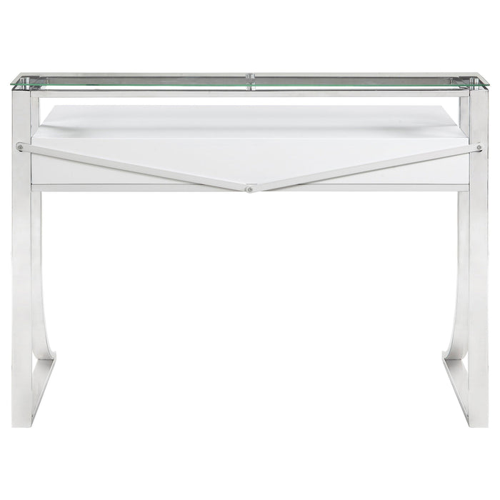 Coaster Gemma 2-drawer Writing Desk Glossy White and Chrome Default Title