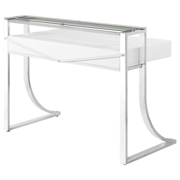 Coaster Gemma 2-drawer Writing Desk Glossy White and Chrome Default Title