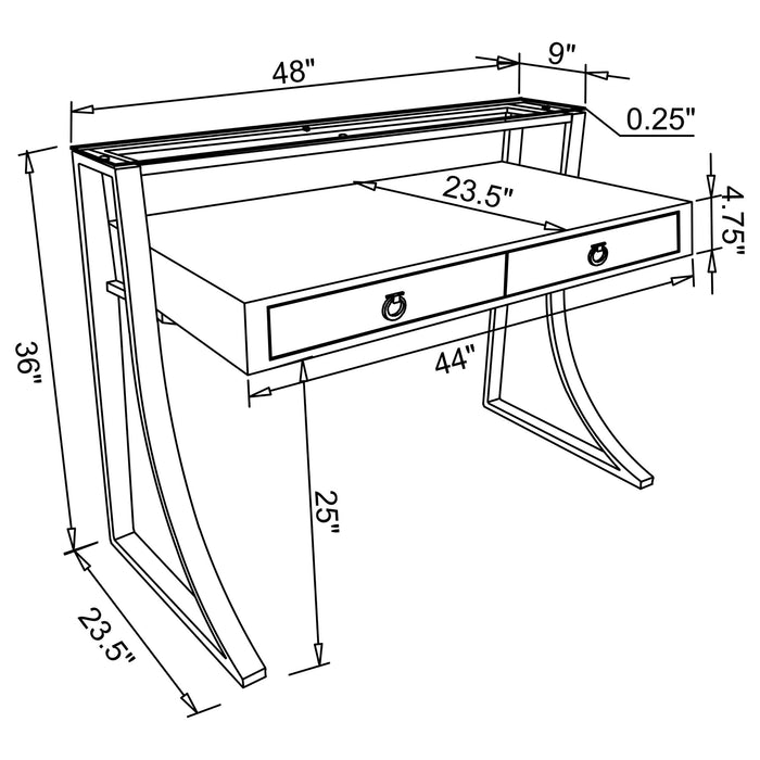 Coaster Gemma 2-drawer Writing Desk Glossy White and Chrome Default Title