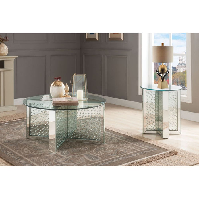 Nysa Glam Round Glass Top Coffee Table