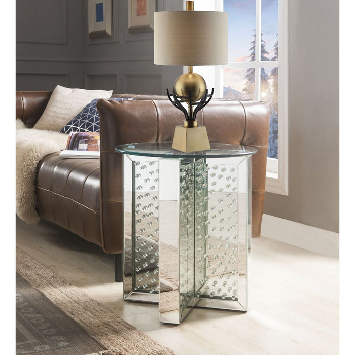 Nysa Glam Round Glass Top End Table