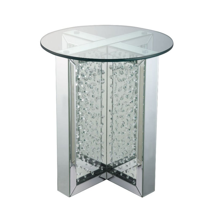 Nysa Glam Round Glass Top End Table