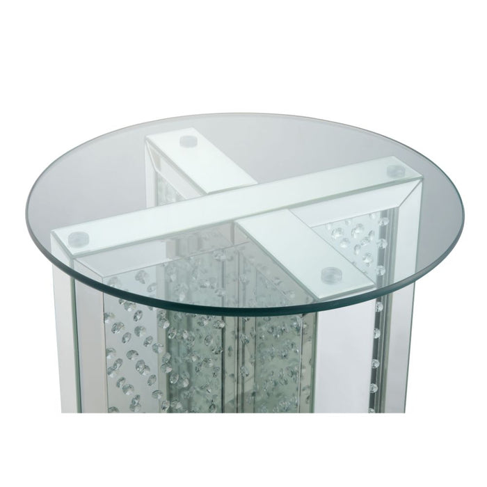 Nysa Glam Round Glass Top End Table