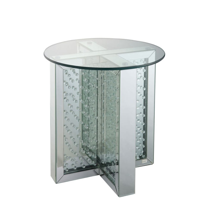 Nysa Glam Round Glass Top End Table