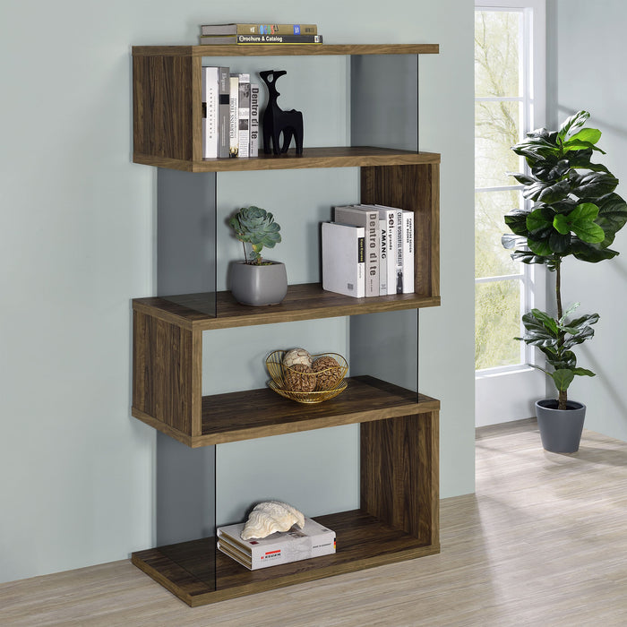 Coaster Emelle 4-shelf Bookcase with Glass Panels Default Title