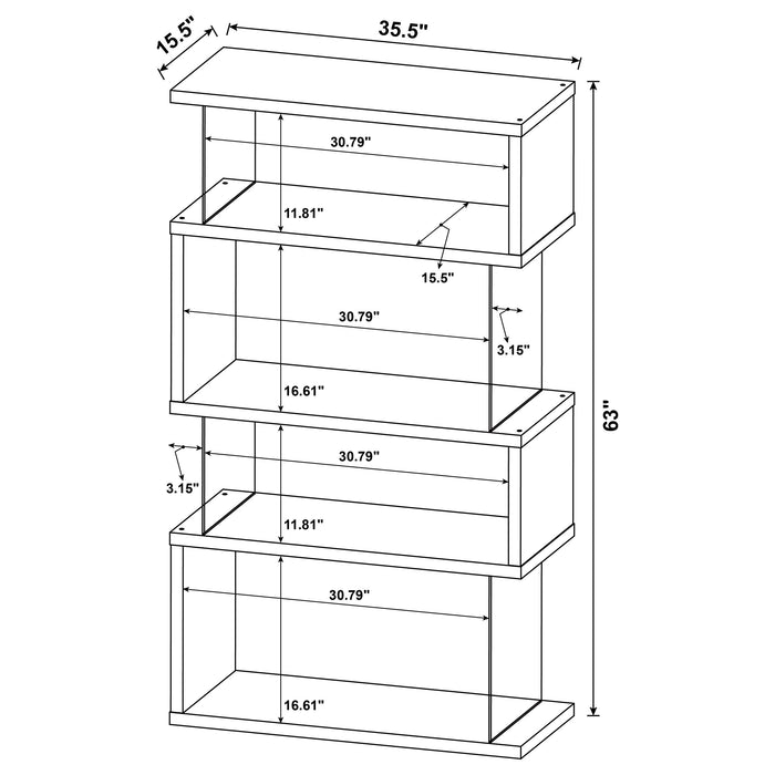 Coaster Emelle 4-shelf Bookcase with Glass Panels Default Title