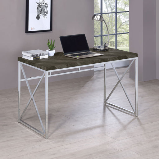 Coaster Grimma Writing Desk Rustic Grey Herringbone Default Title