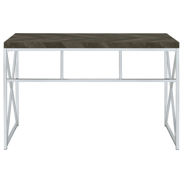 Coaster Grimma Writing Desk Rustic Grey Herringbone Default Title