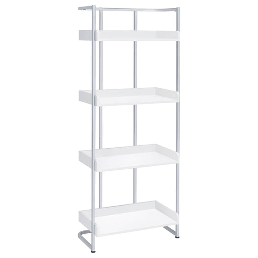 Coaster Ember 4-shelf Bookcase White High Gloss and Chrome Default Title