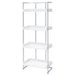 Coaster Ember 4-shelf Bookcase White High Gloss and Chrome Default Title