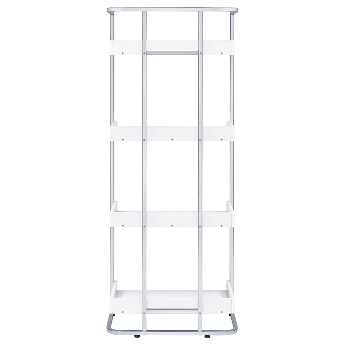 Coaster Ember 4-shelf Bookcase White High Gloss and Chrome Default Title