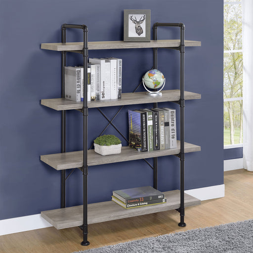 Coaster Delray 4-tier Open Shelving Bookcase Grey Driftwood and Black Default Title