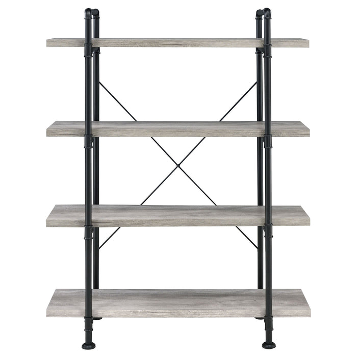 Coaster Delray 4-tier Open Shelving Bookcase Grey Driftwood and Black Default Title