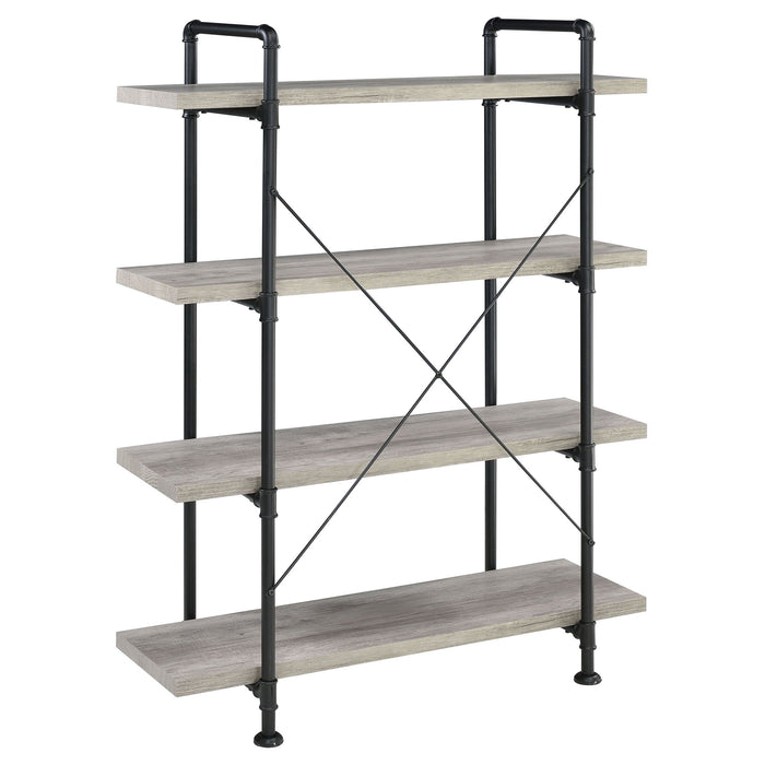 Coaster Delray 4-tier Open Shelving Bookcase Grey Driftwood and Black Default Title