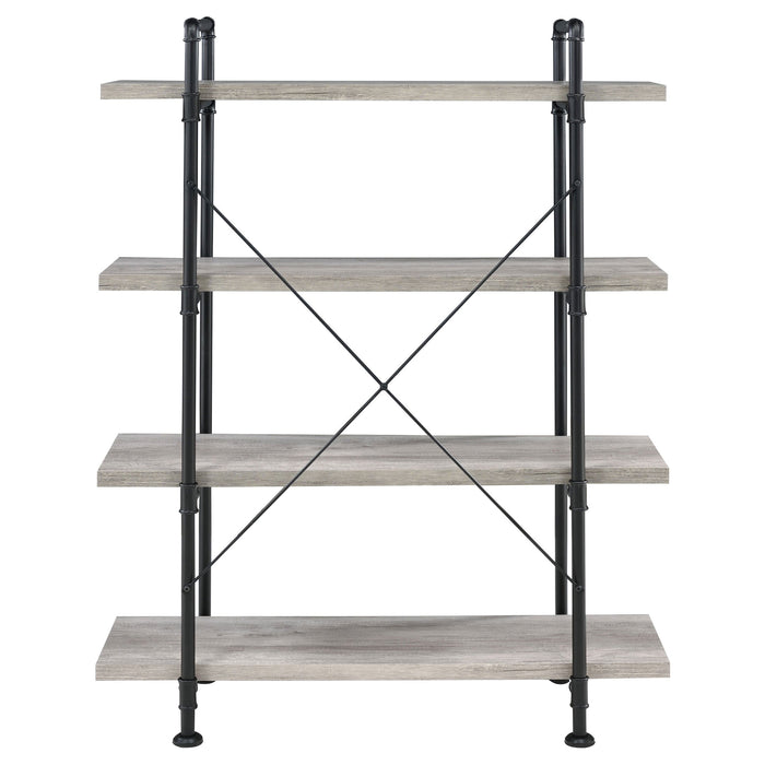 Coaster Delray 4-tier Open Shelving Bookcase Grey Driftwood and Black Default Title