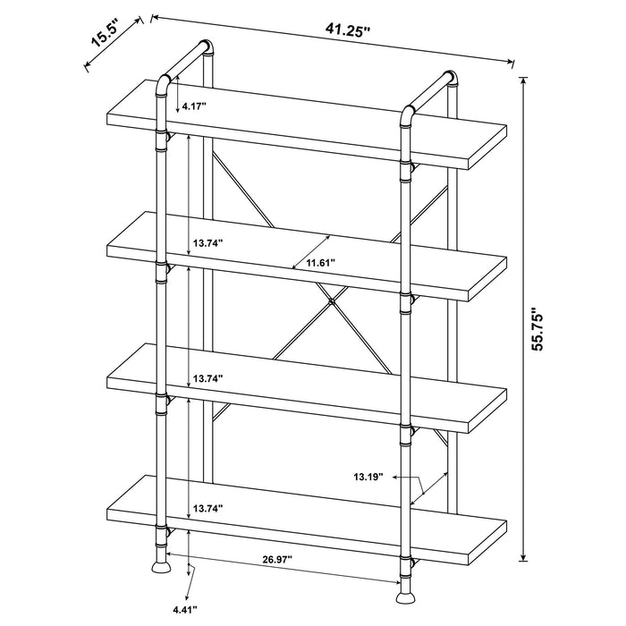 Coaster Delray 4-tier Open Shelving Bookcase Grey Driftwood and Black Default Title