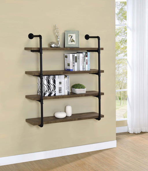 Coaster Elmcrest 40-inch Wall Shelf Black and Rustic Oak