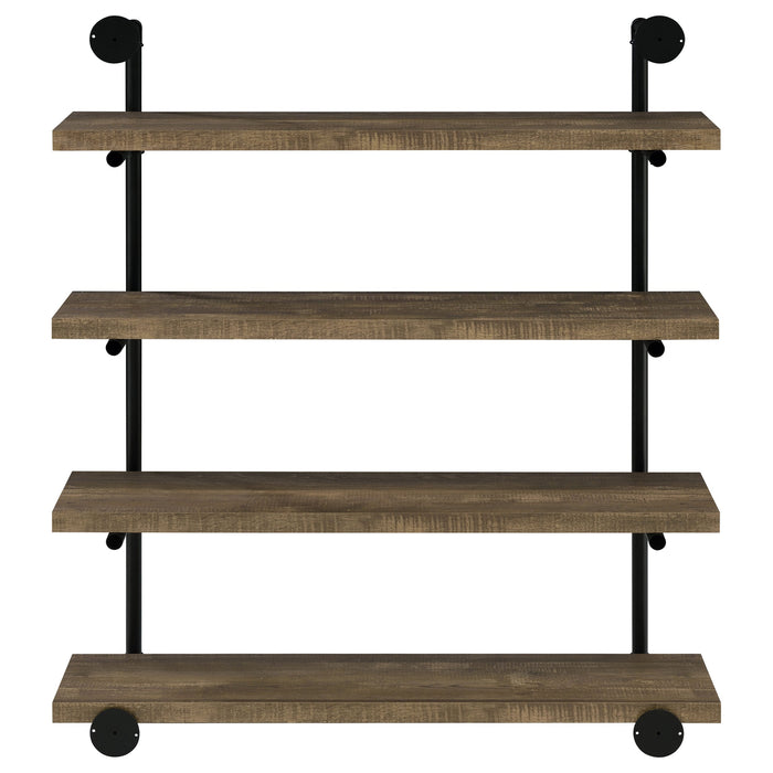 Coaster Elmcrest 40-inch Wall Shelf Black and Rustic Oak