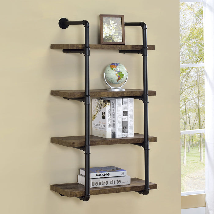 Coaster Elmcrest 24-inch Wall Shelf Black and Rustic Oak Default Title