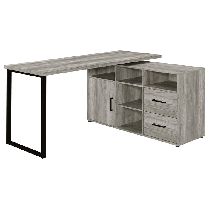 Coaster Hertford L-shape Office Desk with Storage Grey Driftwood Default Title