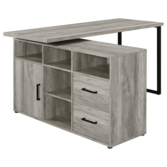 Coaster Hertford L-shape Office Desk with Storage Grey Driftwood Default Title