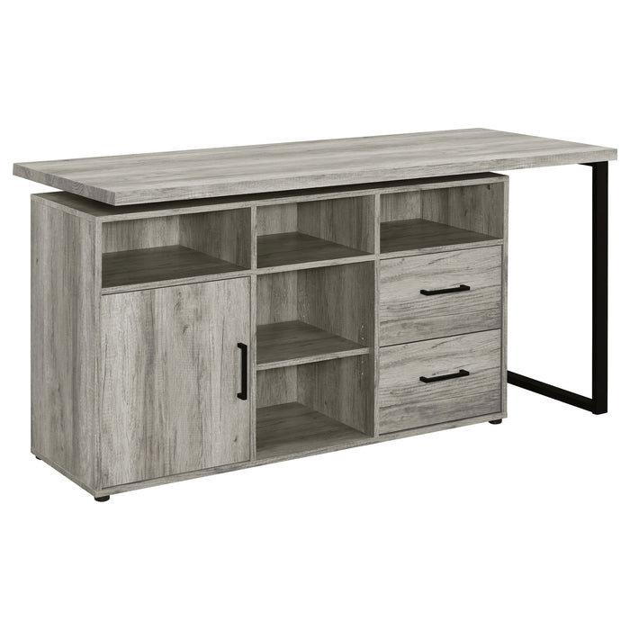 Coaster Hertford L-shape Office Desk with Storage Grey Driftwood Default Title