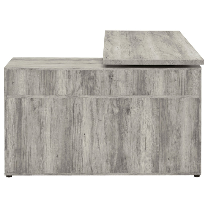 Coaster Hertford L-shape Office Desk with Storage Grey Driftwood Default Title