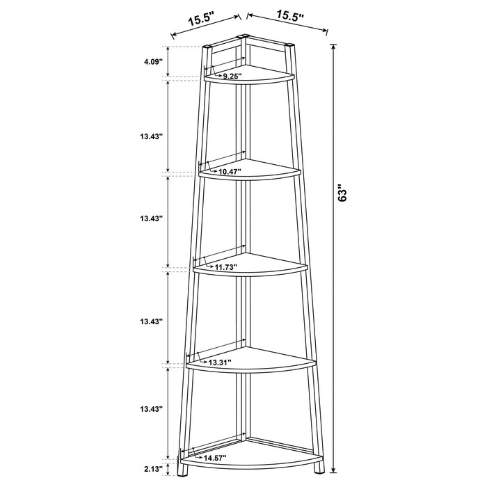 Coaster Jacksonville 5-tier Corner Bookcase Aged Walnut Default Title