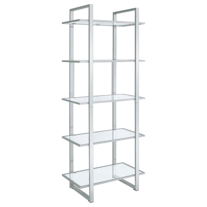 Coaster Hartford Glass Shelf Bookcase Chrome Default Title