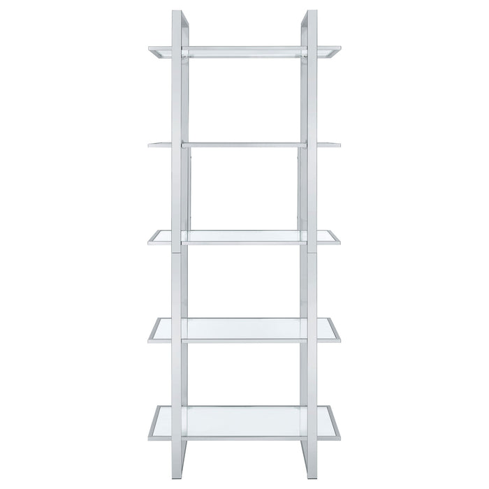 Coaster Hartford Glass Shelf Bookcase Chrome Default Title