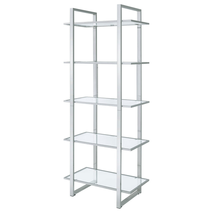 Coaster Hartford Glass Shelf Bookcase Chrome Default Title