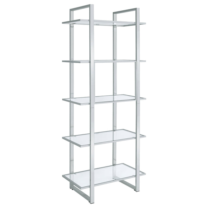 Coaster Hartford Glass Shelf Bookcase Chrome Default Title