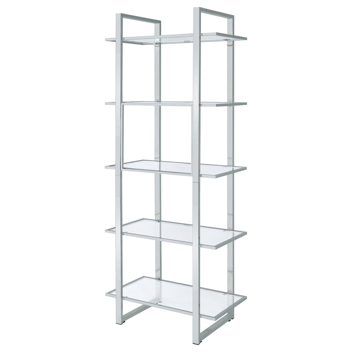 Coaster Hartford Glass Shelf Bookcase Chrome Default Title