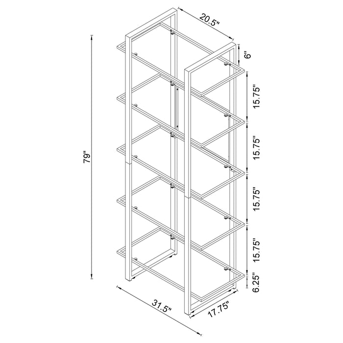 Coaster Hartford Glass Shelf Bookcase Chrome Default Title