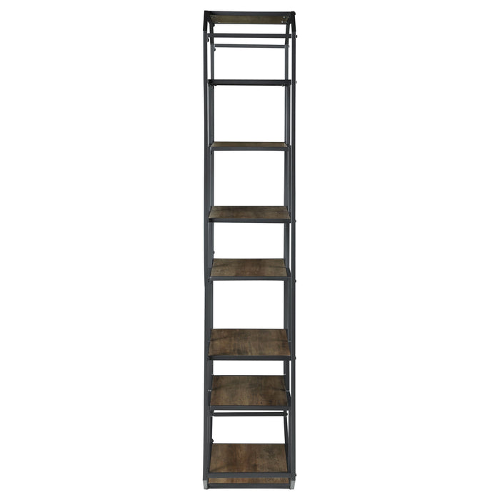 Coaster Leland 6-shelf Bookcase Rustic Brown and Dark Grey Default Title