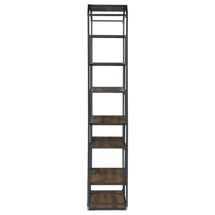 Coaster Leland 6-shelf Bookcase Rustic Brown and Dark Grey Default Title