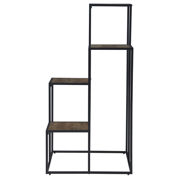 Coaster Rito 4-tier Display Shelf Rustic Brown and Black Default Title